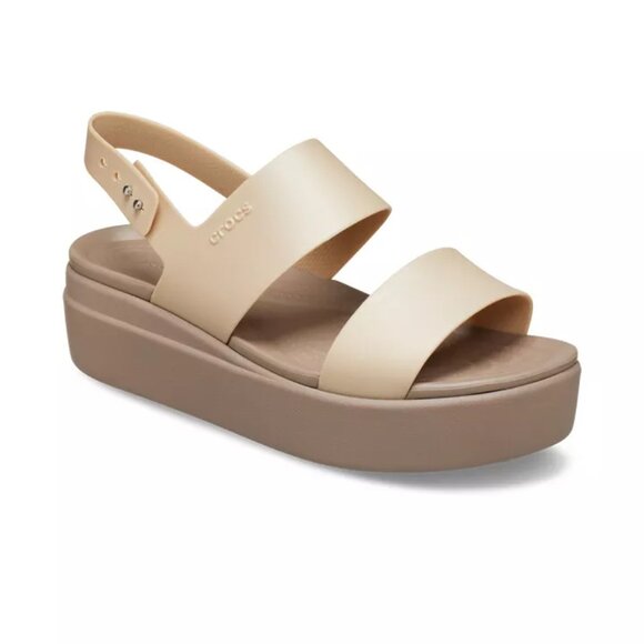 CROCS Women's BROOKLYN Metallic Low Wedge Platform Sandals 11 NEW - Picture 1 of 5